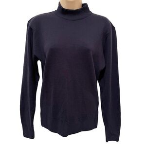 Vintage NWOT Windsor House 100% New Wool Mock Turtleneck Sweater Navy Blue